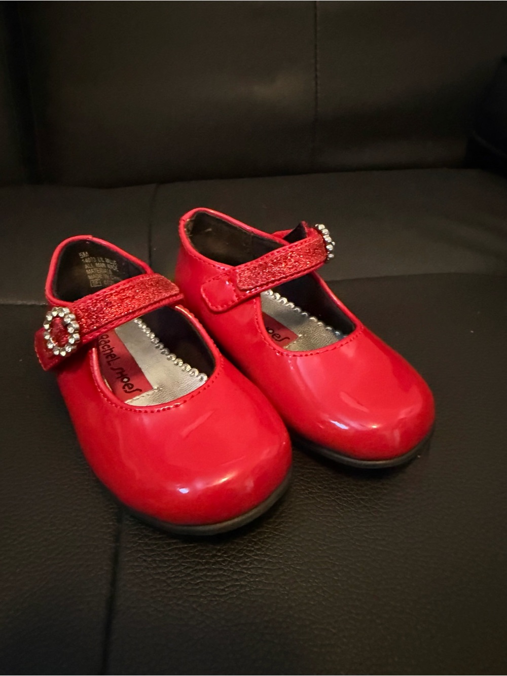 Rachel Shoes Red Patent Mary Jane with Rhinestone Buckle